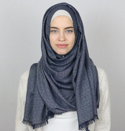 Aker Jacquard Hijab Shawl Navy Blue 1023BRL