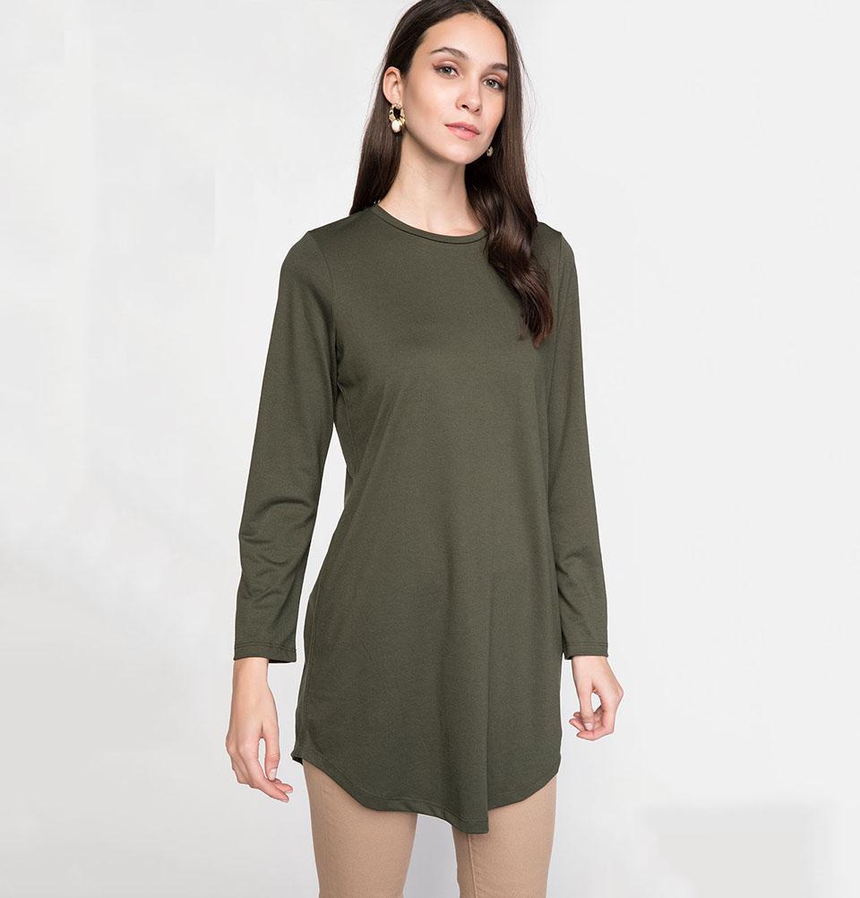 strapless open back dress DeFacto Modest Knit Tunic J9963AZ Olive Green