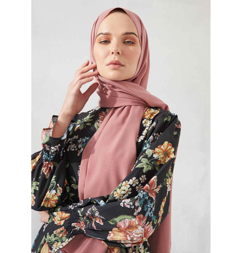 Rosie Cotton Blend Patterned Shawl Hijab - Golden Yellow