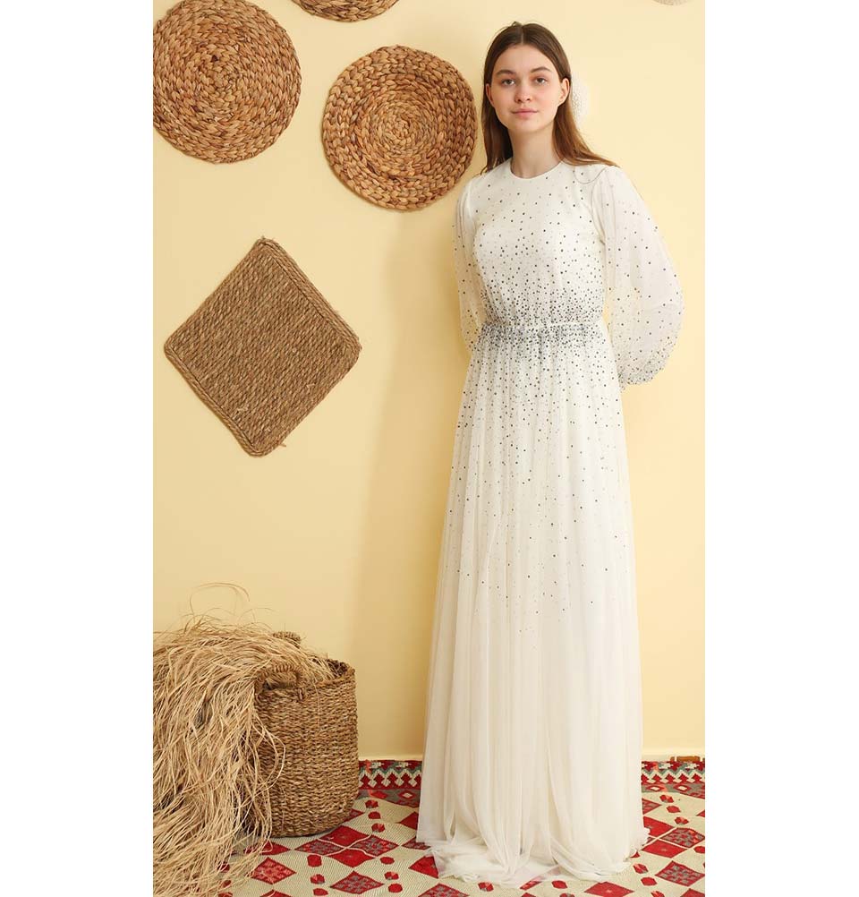 Modest Beaded Formal Dress G349 Mint Green