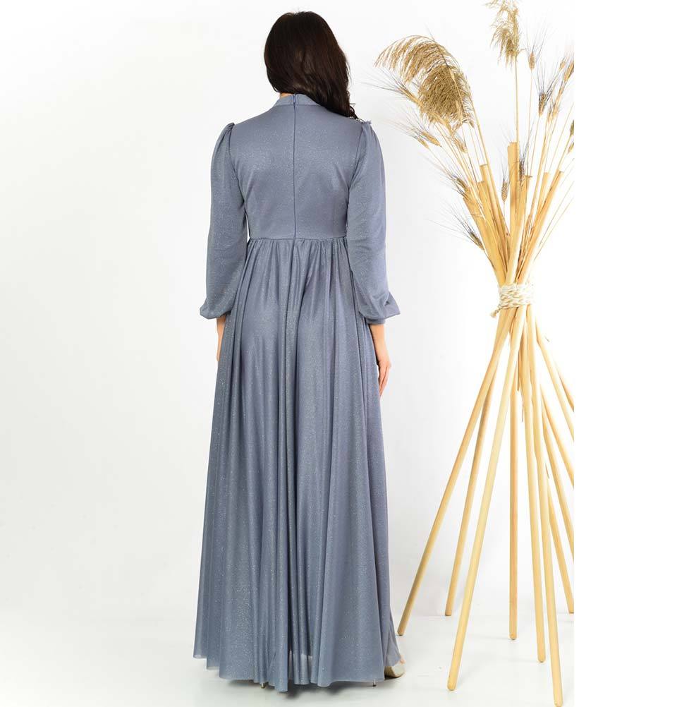 Modefa Dress Modest Formal Dress | Embellished Lace G398 Blue