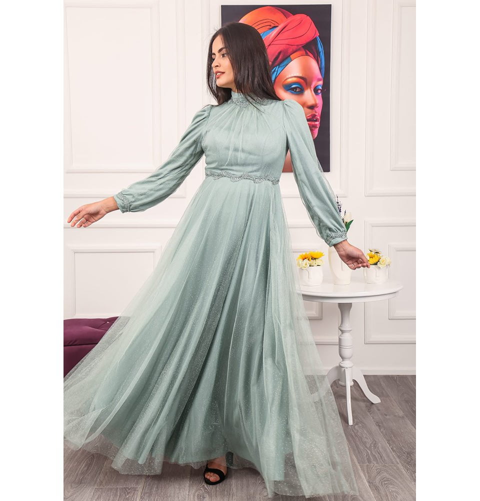 Modest Formal Embellished Dress G468 Mint Modest Formal Embellished Dress G468 Mint