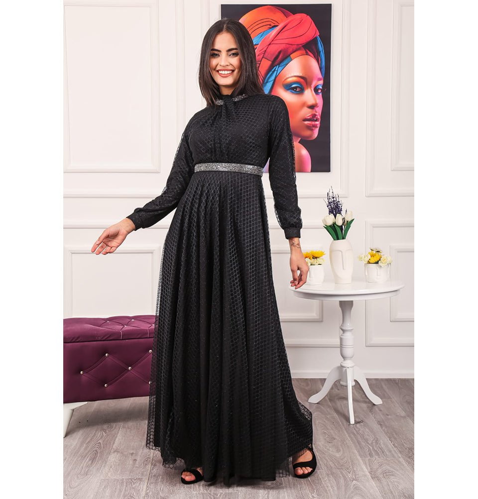 Modest Formal Embellished Dress G482 Black Modest Formal Embellished Dress G482 Black