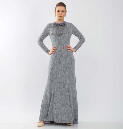 Modefa Dress Modest Formal Sequined Dress G238 Gray