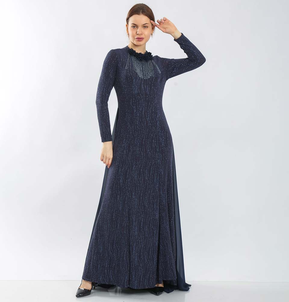 Modest Formal Sequined Dress G238 Navy Blue Modest Formal Sequined Dress G238 Navy Blue