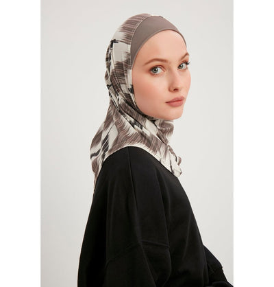 Modefa Instant Hijabs Light Brown Modefa One Piece Instant Sports Hijab -Abstract Flame - Mink