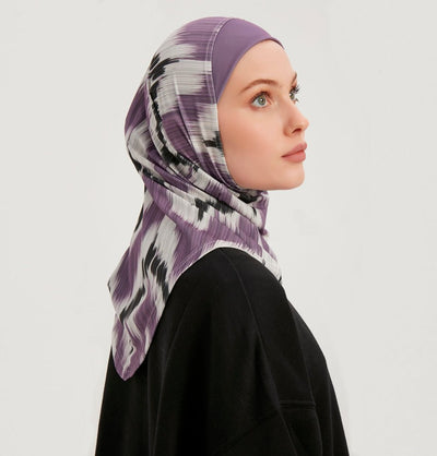 Modefa Instant Hijabs Lilac Modefa One Piece Instant Sports Hijab -Abstract Flame - Lilac