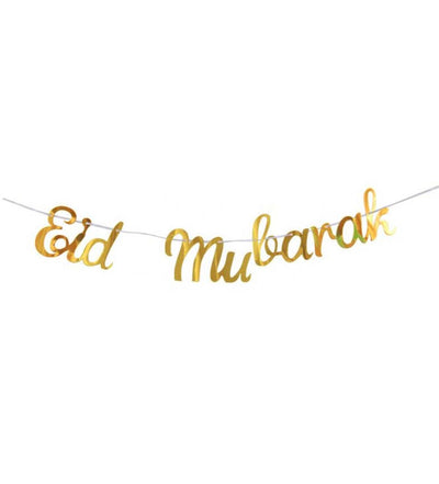 Modefa Islamic Decor Gold Islamic Holiday Decor | Eid Mubarak Banner - Gold