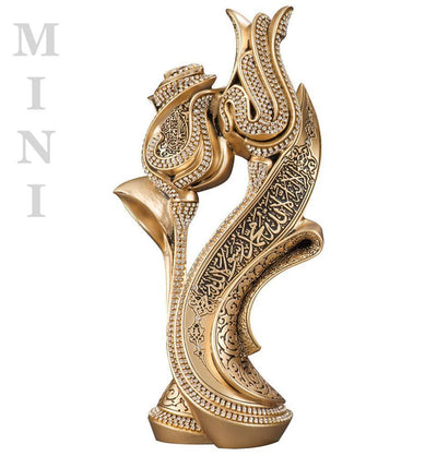 Modefa Islamic Decor Gold Islamic Table Decor | Lale Gul Tulip & Rose | Gold 240-2S Mini
