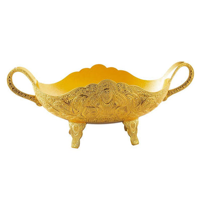 Modefa Islamic Decor Gold Turkish Gondola Serving Bowl | Ottoman Style Engraved - Gold