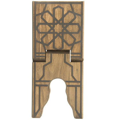 Modefa Islamic Decor Islamic Wooden Quran Stand Rahle | Geometric Carvings | Small - 6.25 x 14in