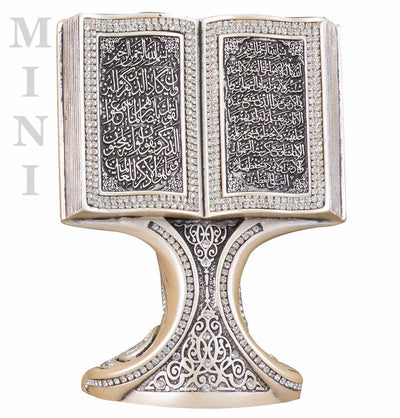 Modefa Islamic Decor Mother of Pearl Islamic Table Decor | Quran Open Book with Ayatul Kursi & Nazar Dua | Mother of Pearl 181-2F Mini