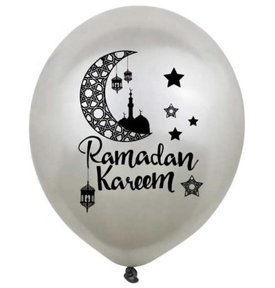 Modefa Islamic Decor Silver Islamic Holiday Decor | Ramadan Kareem Balloons | 10 Pack - Silver