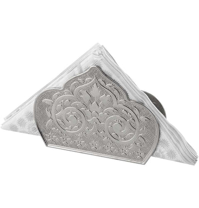 Modefa Islamic Decor Silver Turkish Luxury Napkin Holder | Floral Engraved - Silver