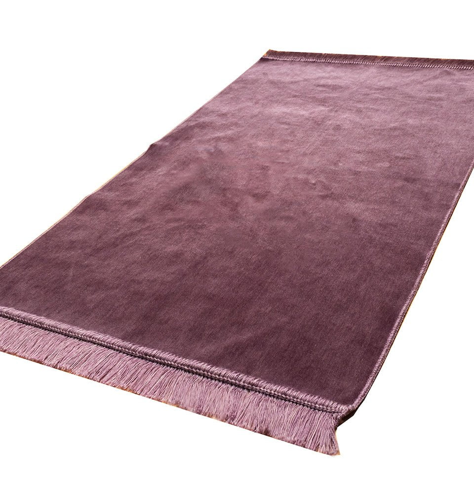 Modefa Lilac Modefa Turkish Islamic Velvet Janamaz Prayer Rug - Prayer Mat Carpet for Men and Women - Traditional Muslim Sajadah - Ramadan or Eid Gift - Solid Simple