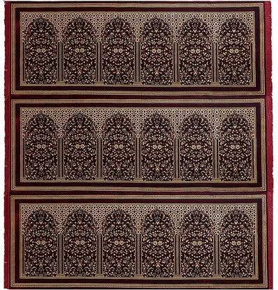 Modefa Prayer Rug 18 Person: 130 x 118in Large 18 Person Islamic Prayer Rug - Traditional Floral Red