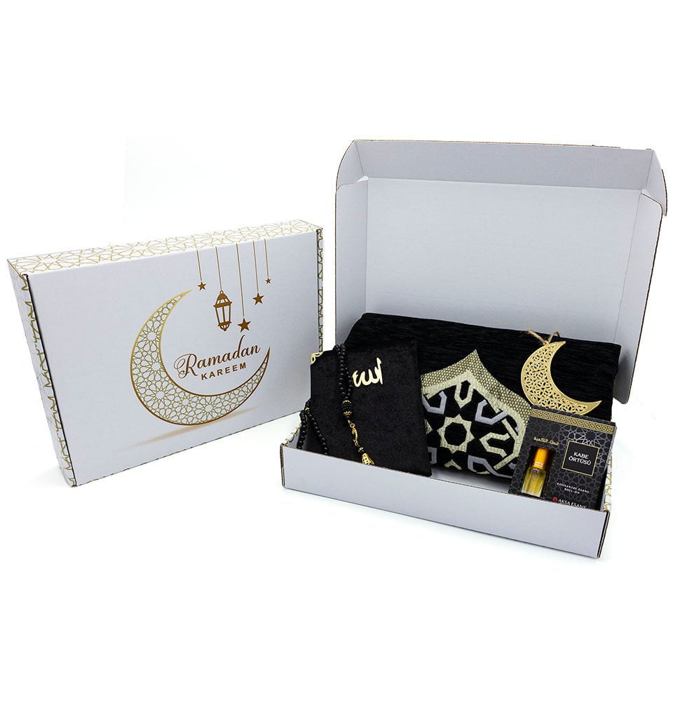 Ramadan Gift Box Set 5 Pieces with Prayer Mat Black