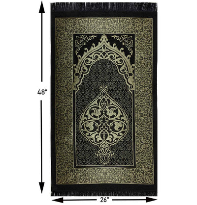 Modefa Prayer Rug Black Ramadan Kareem Cylinder Gift Box Set with Prayer Mat & Prayer Beads - Black