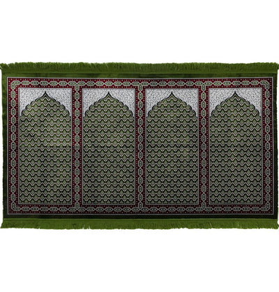 Modefa Prayer Rug Green/Red Wide 4 Person Masjid Islamic Prayer Rug - Red & Green
