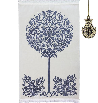 Modefa Prayer Rug Grey Luxury Velvet Islamic Prayer Rug | Tree of Jannah - Gray