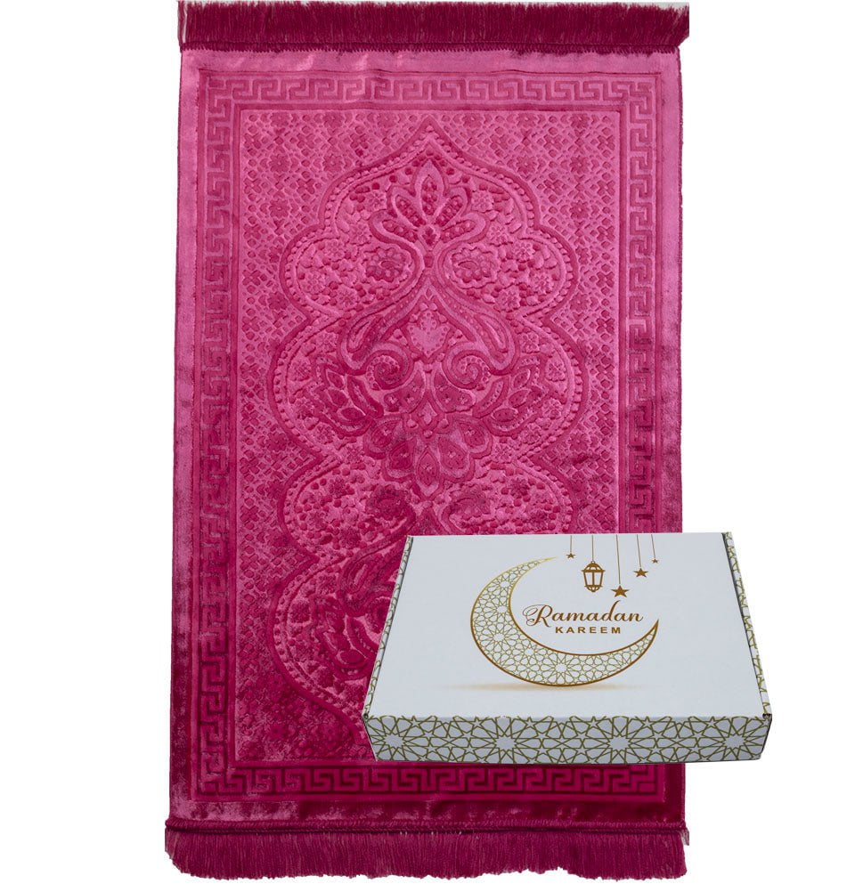 Luxury Velvet Prayer Rug Ramadan Gift Box Set with Prayer Beads - Hot