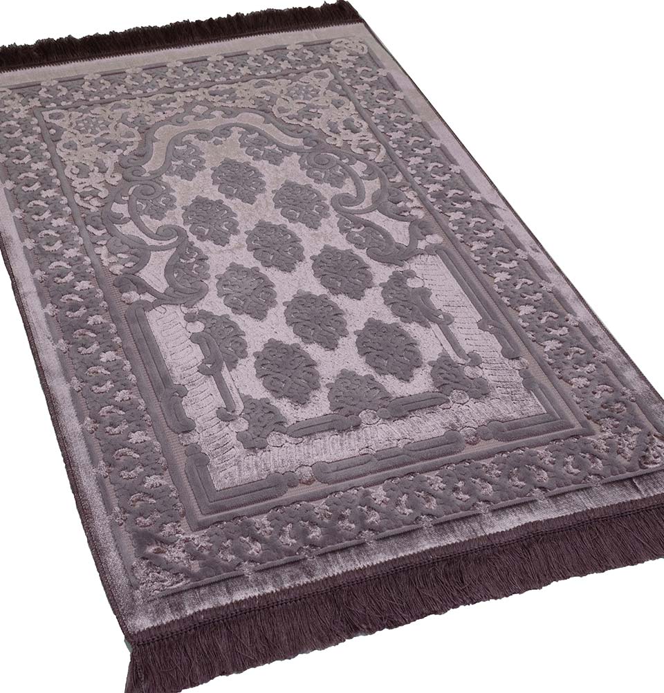 Luxury Velvet Islamic Prayer Rug Lilac