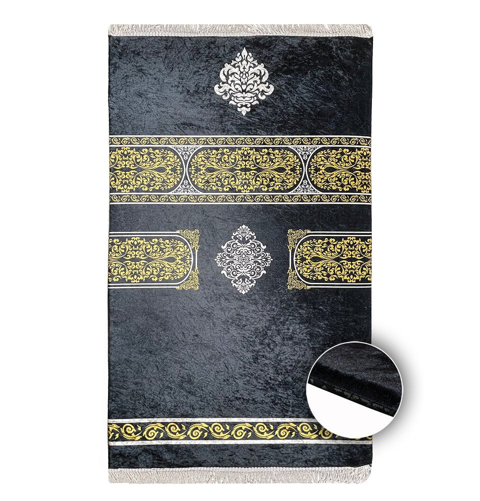 Large Luxury Foam Islamic Prayer Rug Velvet Meccan Digital Print B