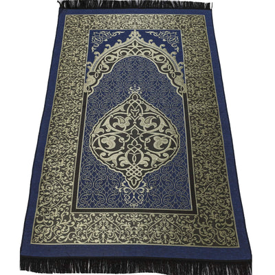 Modefa Prayer Rug Maroon + Blue Chenille Ottoman Islamic Prayer Mat COMBO Set of 2 (Maroon + Blue)