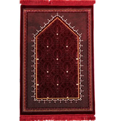 Modefa Prayer Rug Red Double Plush Wide Islamic Prayer Rug Topkapi - Red