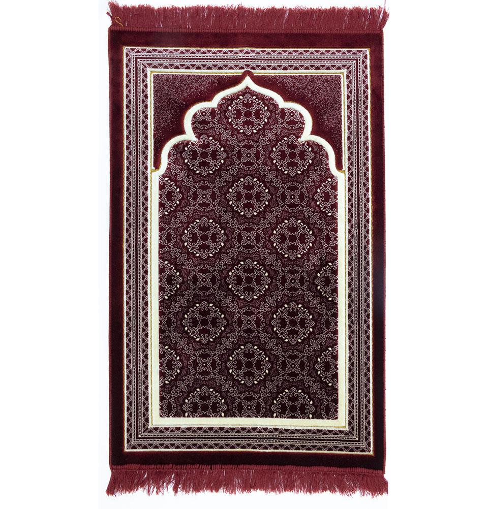 Lux Plush Velvet Islamic Prayer Rug - Geometric Mihrab Turquoise