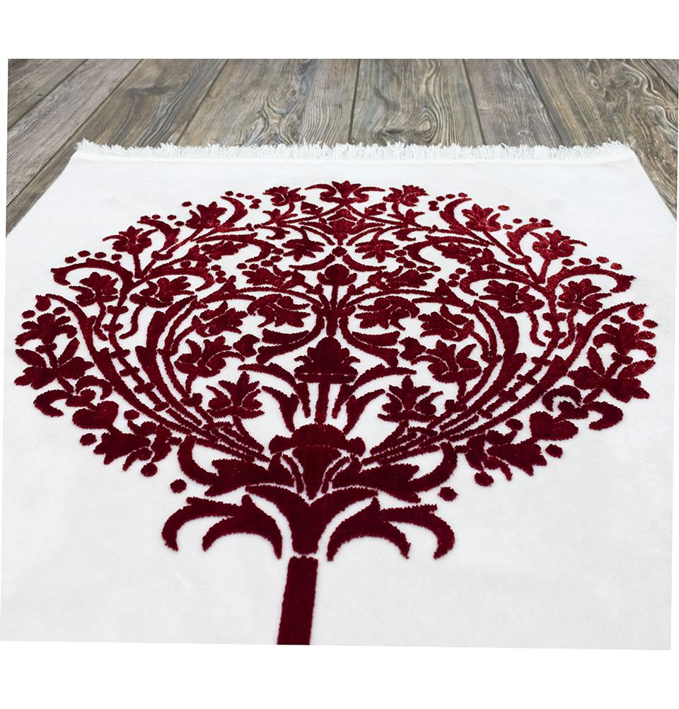Modefa Prayer Rug Red Luxury Velvet Islamic Prayer Rug | Tree of Jannah - Red