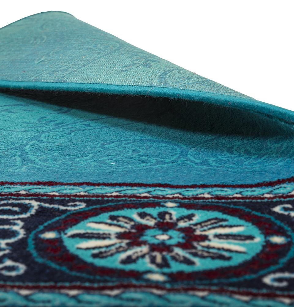 Modefa Prayer Rug Turquoise Luxury Islamic Prayer Carpet | Rolled Velvet Kilim Rug | Elegant Vines - Turquoise