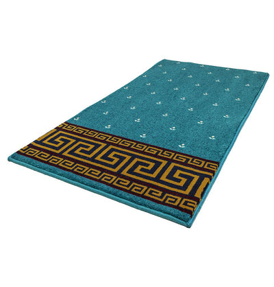 Modefa Prayer Rug Turquoise/Orange Luxury Islamic Prayer Carpet | Rolled Velvet Kilim Rug | Turquoise & Orange Labyrinth