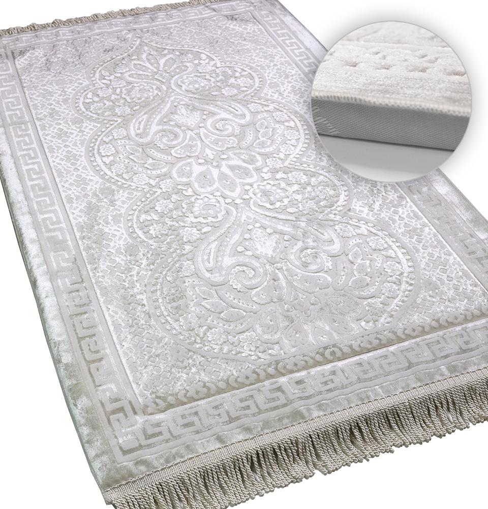 Orthopedic Foam Prayer Rug - Luxury Velvet White
