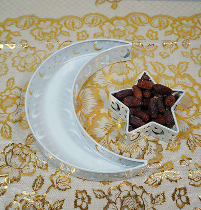 Modefa Ramadan & Eid Party Decorative Ramadan Serving Tray - Crescent Moon & Star