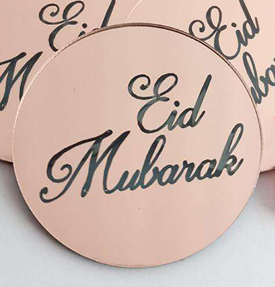 Modefa Ramadan & Eid Party Rose Gold / 1 pc Islamic Holiday Decor | Acrylic Round Cupcake Toppers Eid Mubarak