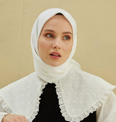 Modefa scarf White Medine Ipek Chiffon Square Hijab - White