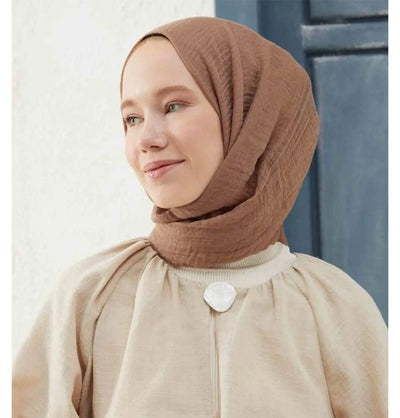 Modefa Shawl Cappuccino Cozy Crepe Cotton Hijab Shawl - Cappuccino