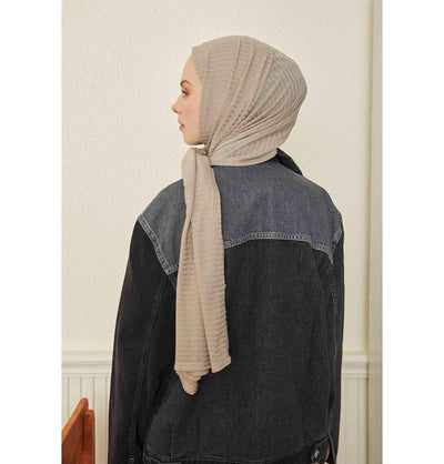 Modefa Shawl Mink Comfy Striped Jersey Hijab Shawl - Mink