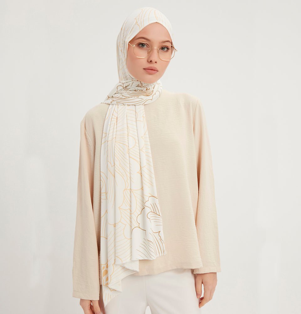 Modefa Galaxy Hijab Shawl - Olive Green & Golden Yellow main image 0