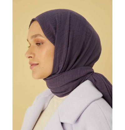 Modefa Shawl Purple Cozy Crepe Cotton Hijab Shawl - Purple