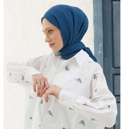 Modefa Shawl Royal Blue Cozy Crepe Cotton Hijab Shawl - Royal Blue