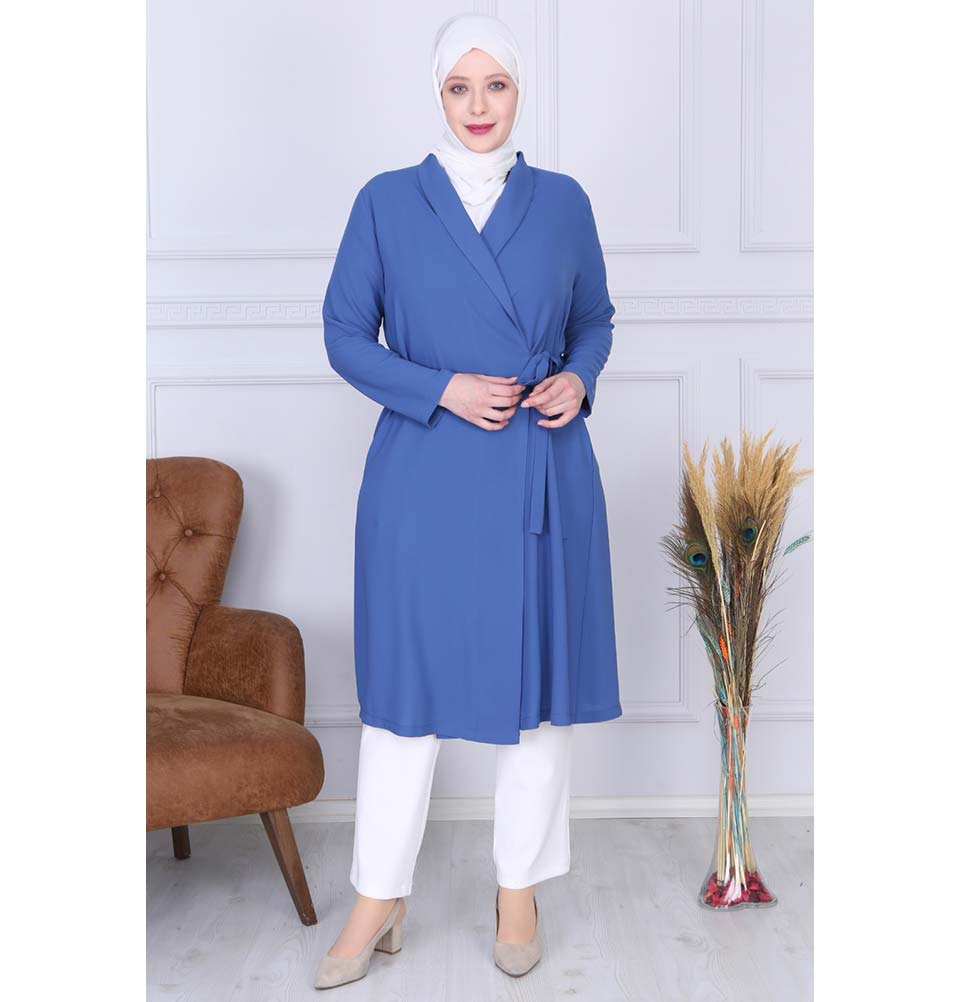 Modest Plus Size Wrap Tunic 9422 Blue