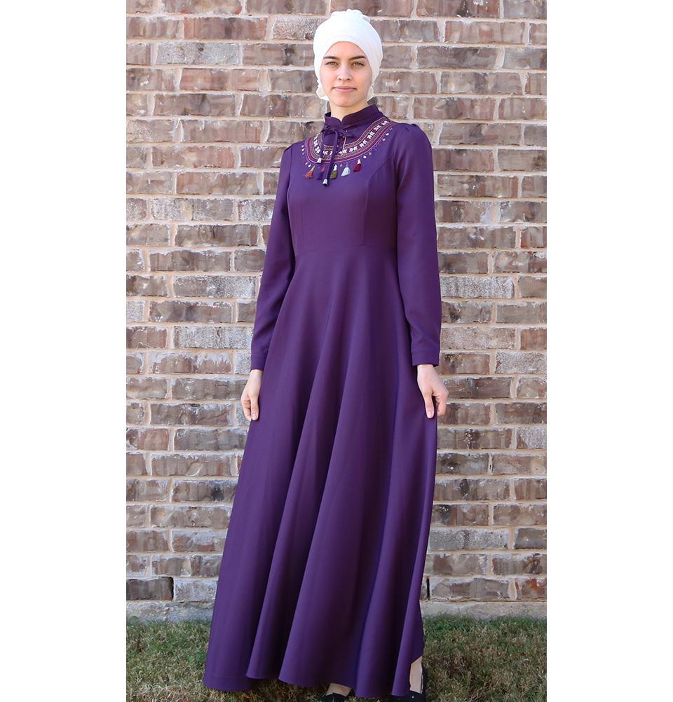 Puane Modest Tassel Dress 8279 Purple