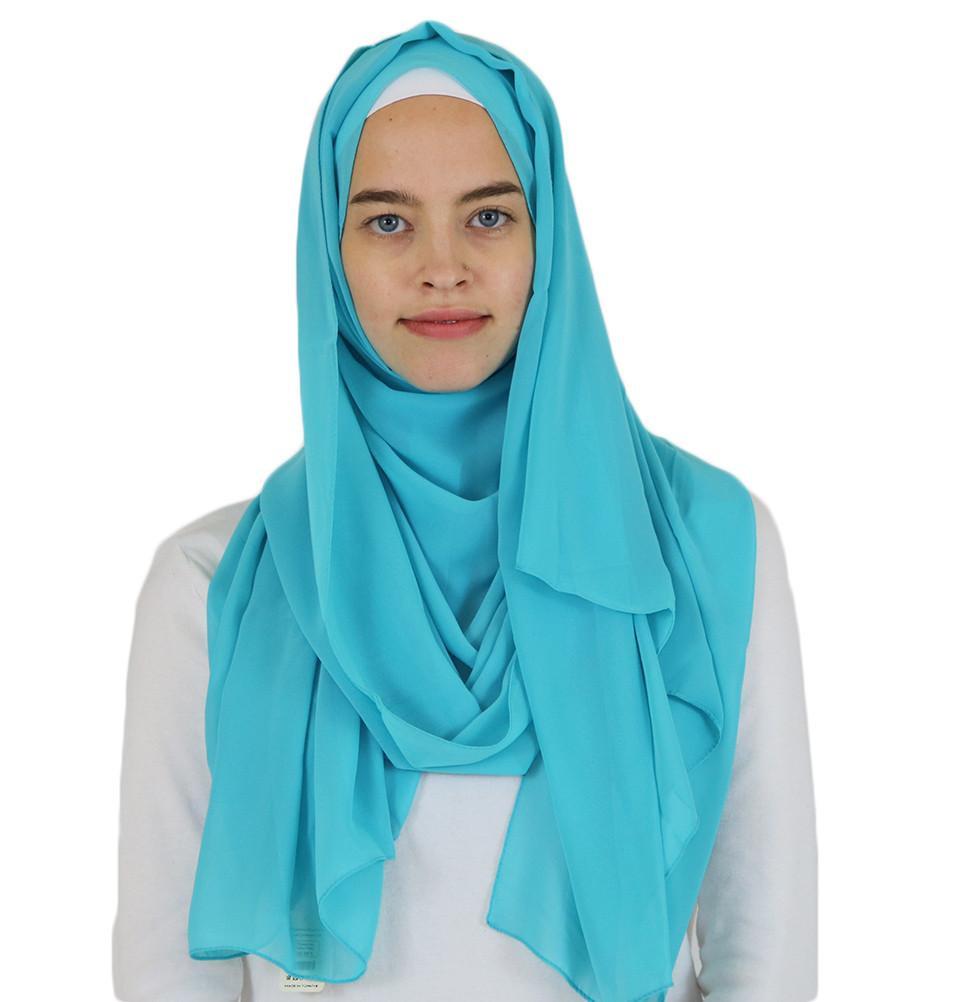 Sedef Solid Chiffon Shawl Turquoise - Main Image