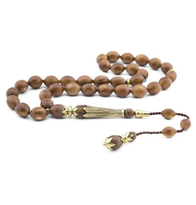 Tesbihane Tesbih Luxury Islamic Tesbih Oval 'Kuka' Wood 33 Count Beads Large - Modefa 