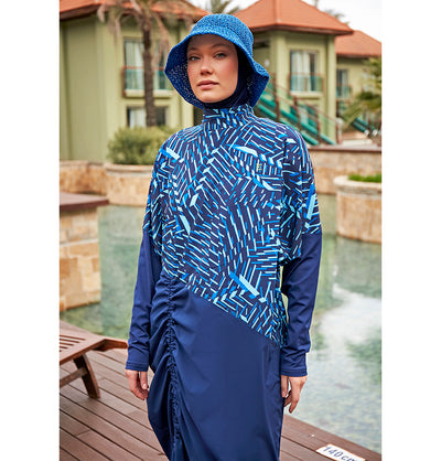 Women's Two Piece Full Coverage Modest Swimsuit - 25M2427 Blue