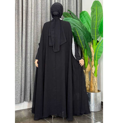 BYM Abaya Modern Muslim Woman's One Piece Butterfly Abaya - 3875 - Black