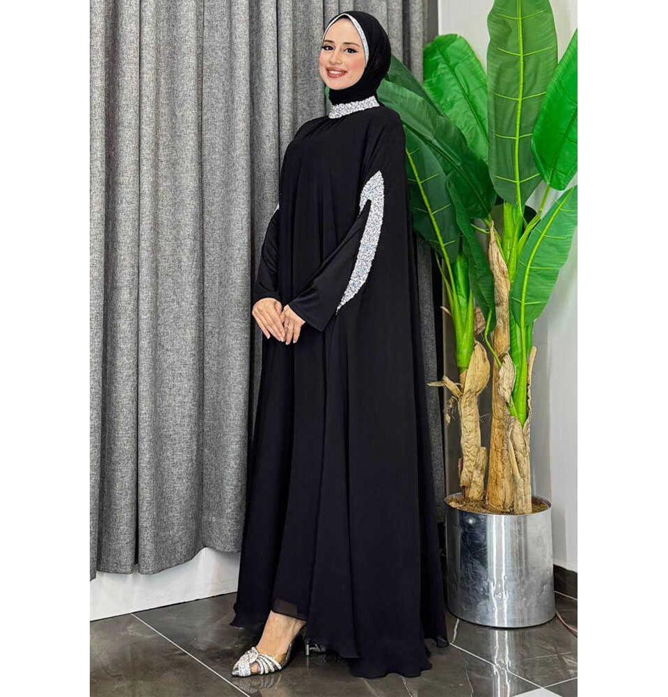BYM Abaya Modern Muslim Woman's One Piece Butterfly Abaya - 3875 - Black