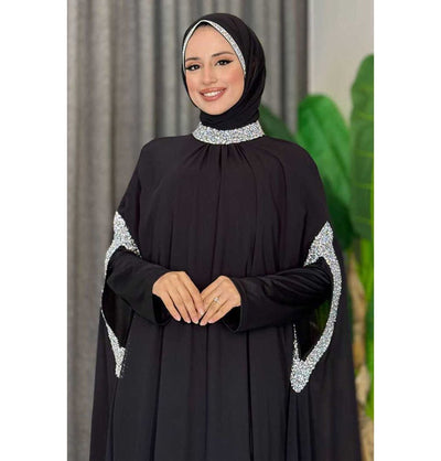 BYM Abaya Modern Muslim Woman's One Piece Butterfly Abaya - 3875 - Black